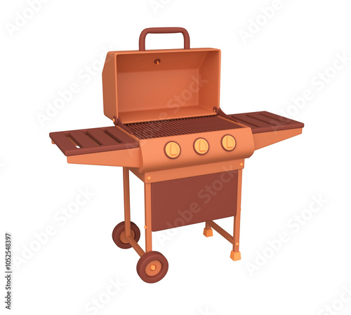 3d barbecue gas grill. Charcoal grill. 3d rendering