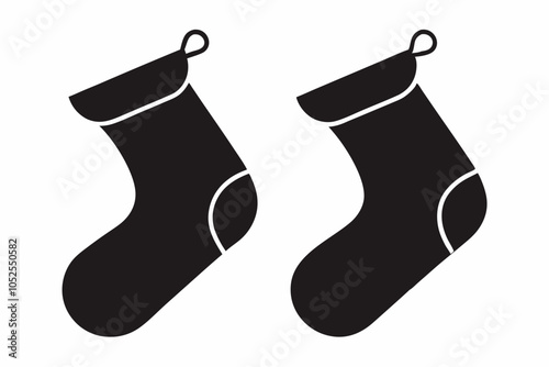 Christmas stocking, Christmas stocking silhouette, Christmas stocking vector illustration

