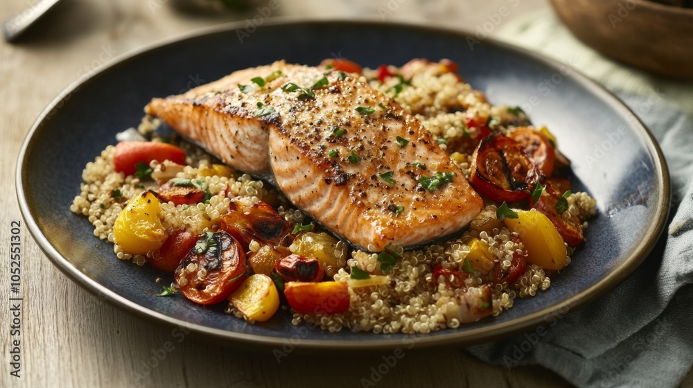 Grilled Salmon with Quinoa and Roasted Vegetables Grilled Salmon with Quinoa and Roasted Vegetables