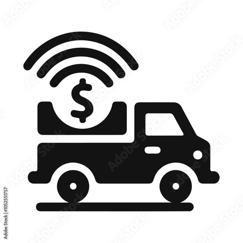 Black silhouette car with dollar vector icon design