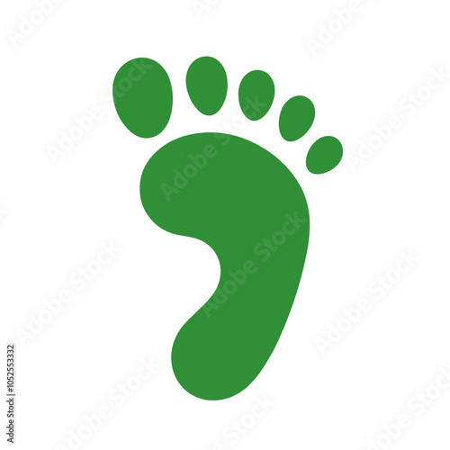 Stylized green footprint icon design representing sustainability and eco-friendliness 