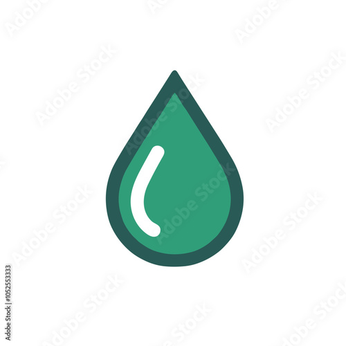 Stylized water drop icon design in green color representing purity and environment 