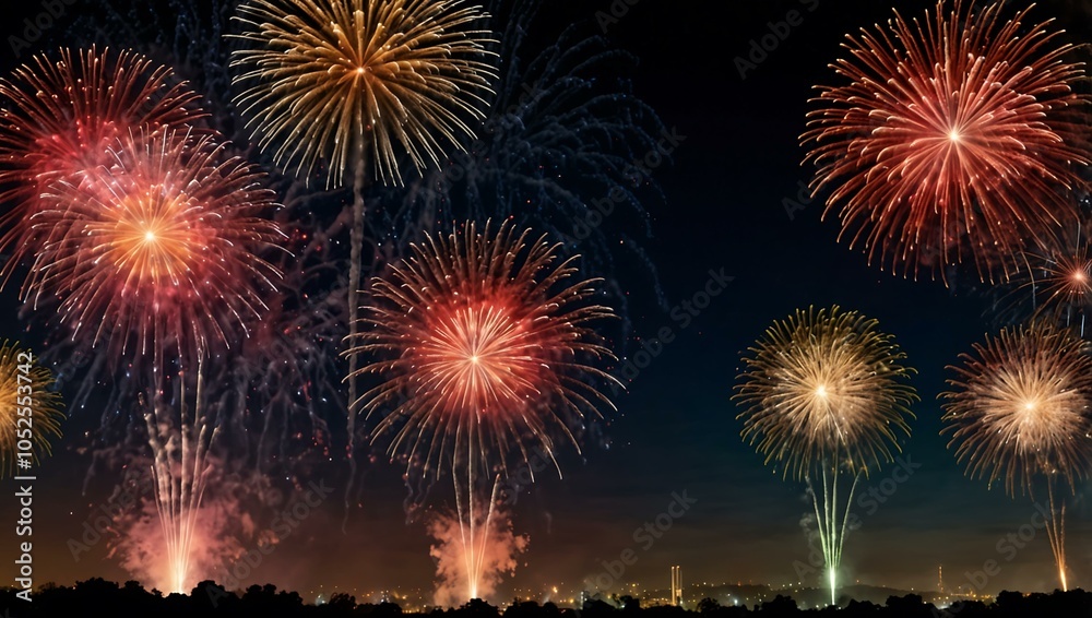 Brilliant fireworks display on Valentine's Day. Brilliant fireworks display on Valentine's Day.