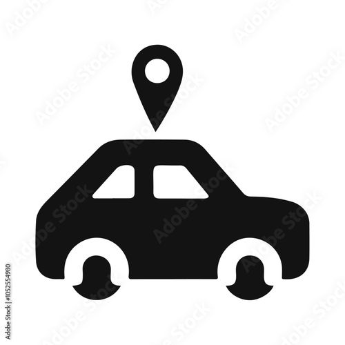 Black silhouette car in location vector icon design