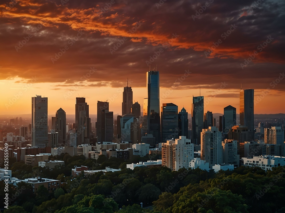 Fototapeta premium City skyline at sunset.