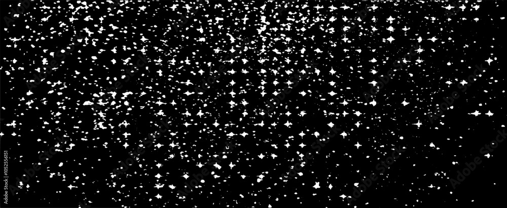 Obraz premium Monochrome texture composed of irregular graphic elements. Distressed uneven grunge background. Abstract vector illustration. Overlay for interesting effect and depth. Isolated on white background.