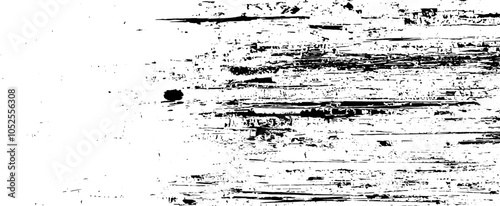 Monochrome texture composed of irregular graphic elements. Distressed uneven grunge background. Abstract vector illustration. Overlay for interesting effect and depth. Isolated on white background.