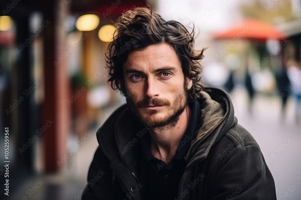 Portrait of a handsome young man with a beard in the city Portrait of a handsome young man with a beard in the city