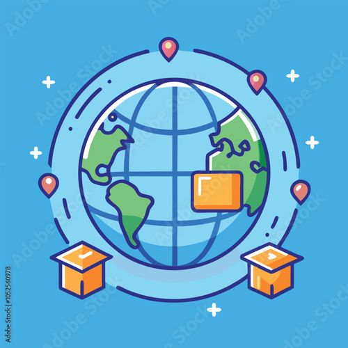 Global shipping and delivery concept
