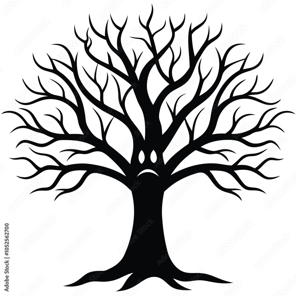 Obraz premium Black Silhouette of a Bare Tree with Branches