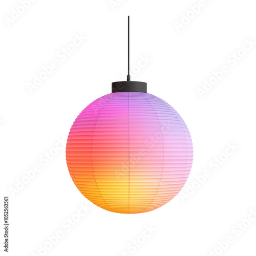 Colorful decorative lantern with gradient shades, white isolated background. transparent background. photo