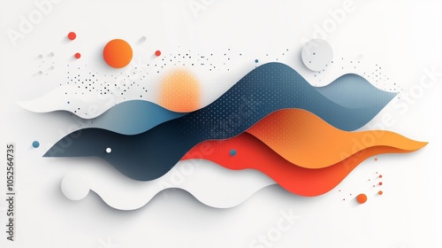 Abstract vector art with overlapping shapes, white background