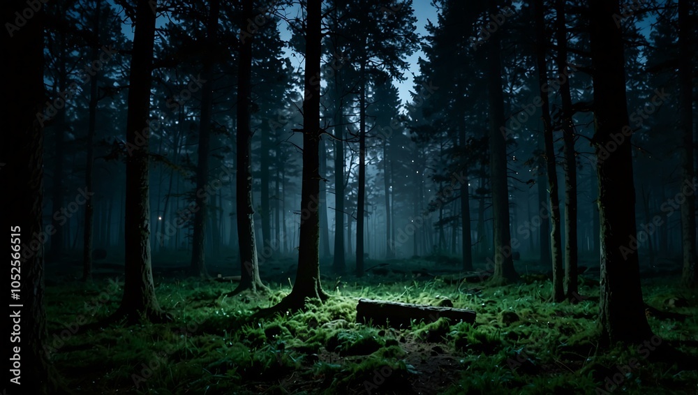 Fototapeta premium Forest scene at night.