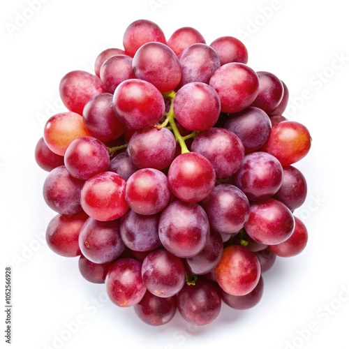 Fresh vibrant red grapes displayed on a bright background from a top view perspective. Generative AI