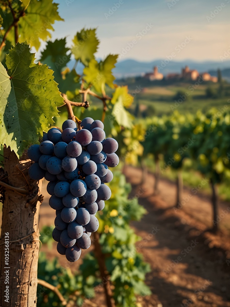 Fototapeta premium Grapes in the Tuscan landscape.