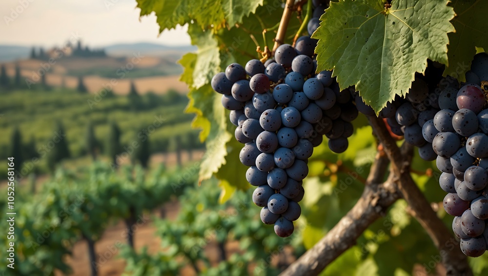 Naklejka premium Grapes in the Tuscan landscape.