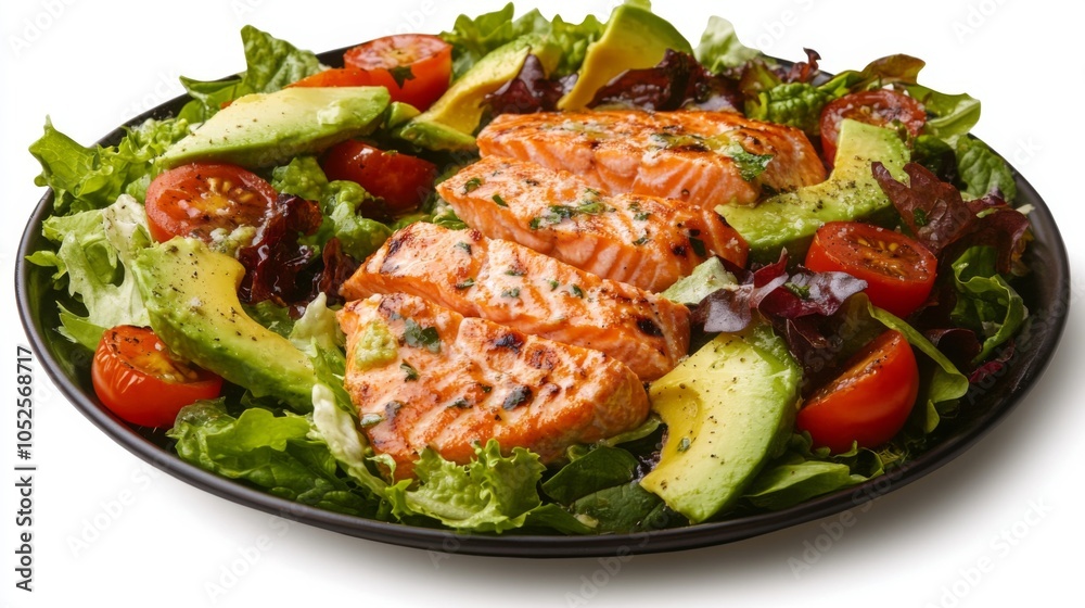 Fresh Salmon Salad with Avocado and Mixed Greens Fresh Salmon Salad with Avocado and Mixed Greens