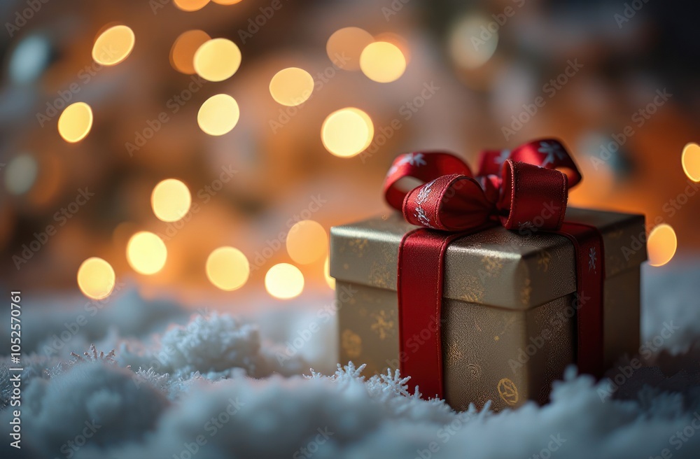 Christmas gift with lights bokeh background Christmas gift with lights bokeh background
