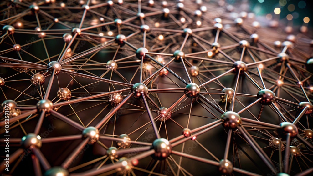 Abstract 3d rendering of golden network structure fractal Futuristic technology Abstract 3d rendering of golden network structure fractal Futuristic technology