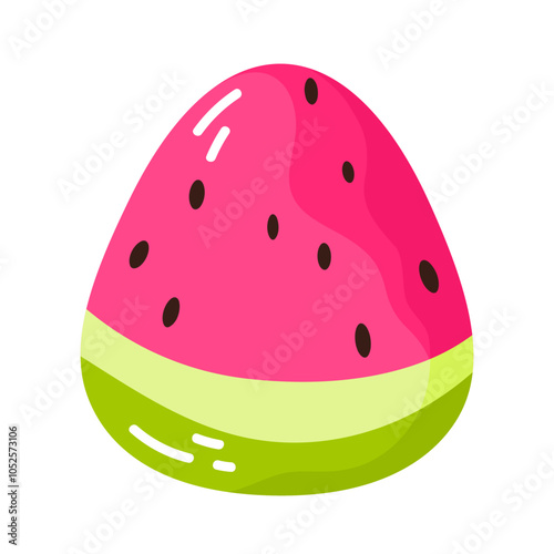 Gummy waterlemon. Fruity chewy jelly candy. Tasty gelatin snack. Sugary treat. Vector illustration in cartoon style. Isolated white background