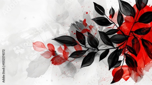 Vivid Red Floral Artwork with Abstract Background
