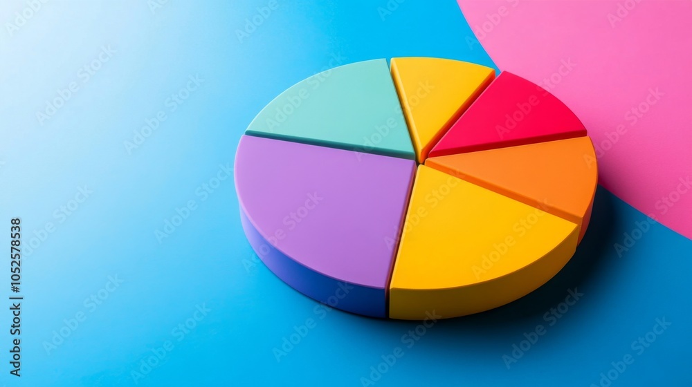 Obraz premium Colorful Pie Chart on Blue Background