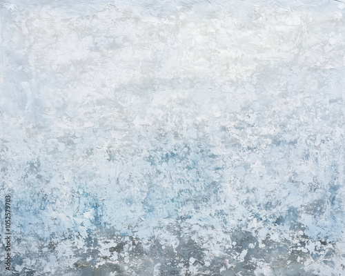 Rustic Textured Wall with Color-Washed Technique in Winter Wonderland Palette: Snowy Blue, Icy Silver, and Crystal White