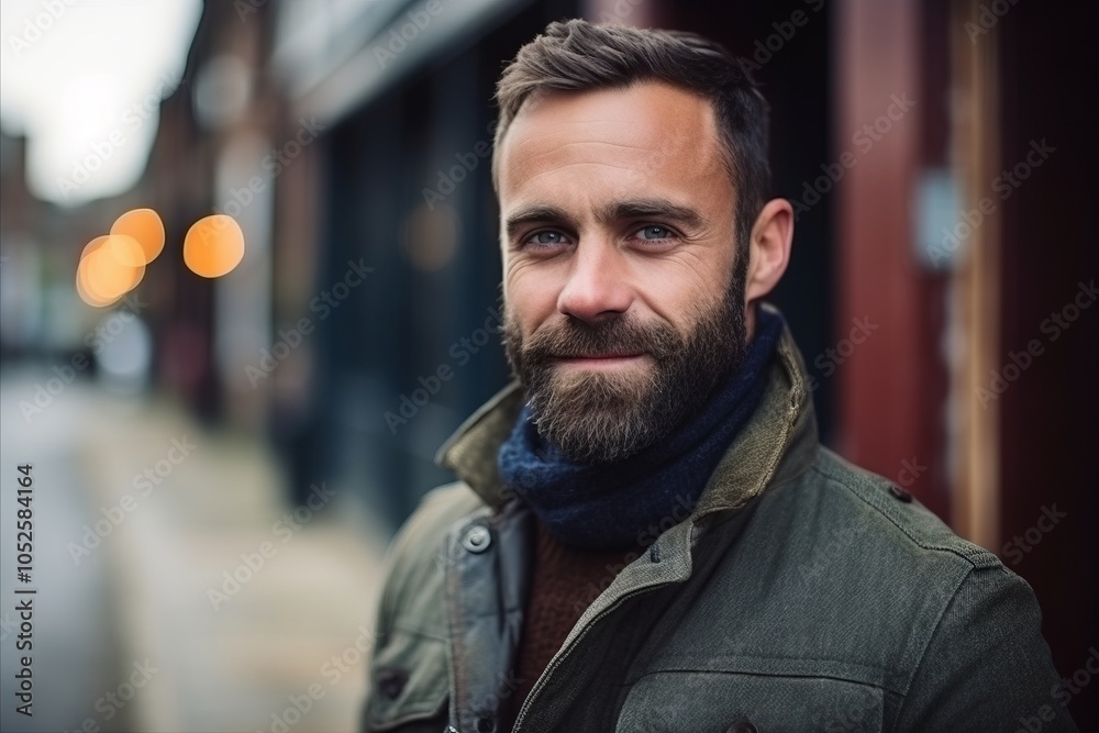 Portrait of a handsome mature man with beard standing in the city Portrait of a handsome mature man with beard standing in the city