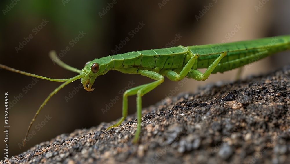 Male jungle nymph stick insect close-up. Male jungle nymph stick insect close-up.