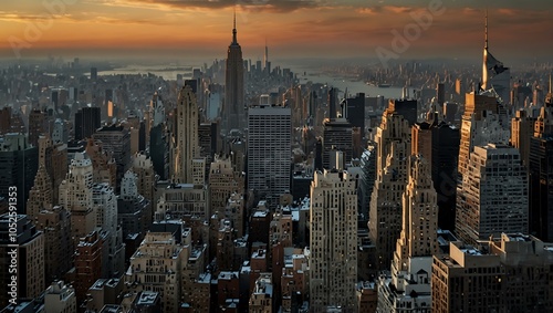 Manhattan skyline in New York City.