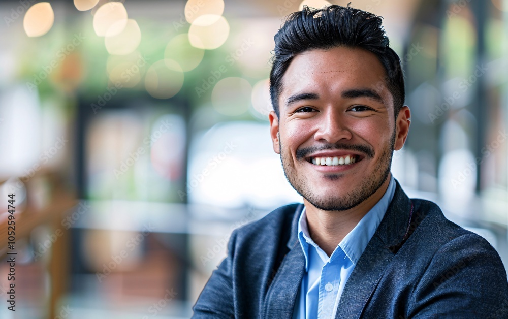 A portrait of a young Latin smiling happy successful business man A portrait of a young Latin smiling happy successful business man