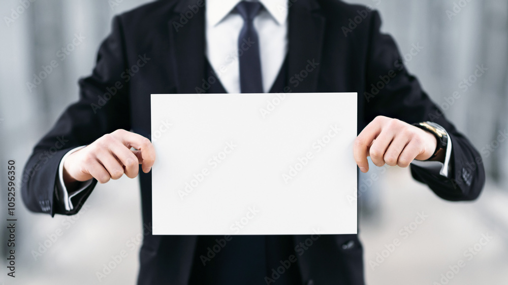 Waiting For You Concept. Empty name board in hands of meeting man in suit at airport, copy space Waiting For You Concept. Empty name board in hands of meeting man in suit at airport, copy space