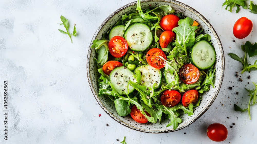 Healthy Salad with Cucumber, Tomato, and Arugula Healthy Salad with Cucumber, Tomato, and Arugula