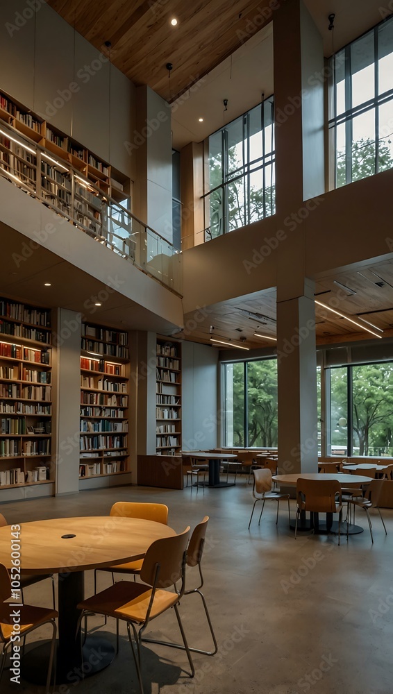 Peaceful library settings with inviting atmospheres. Peaceful library settings with inviting atmospheres.