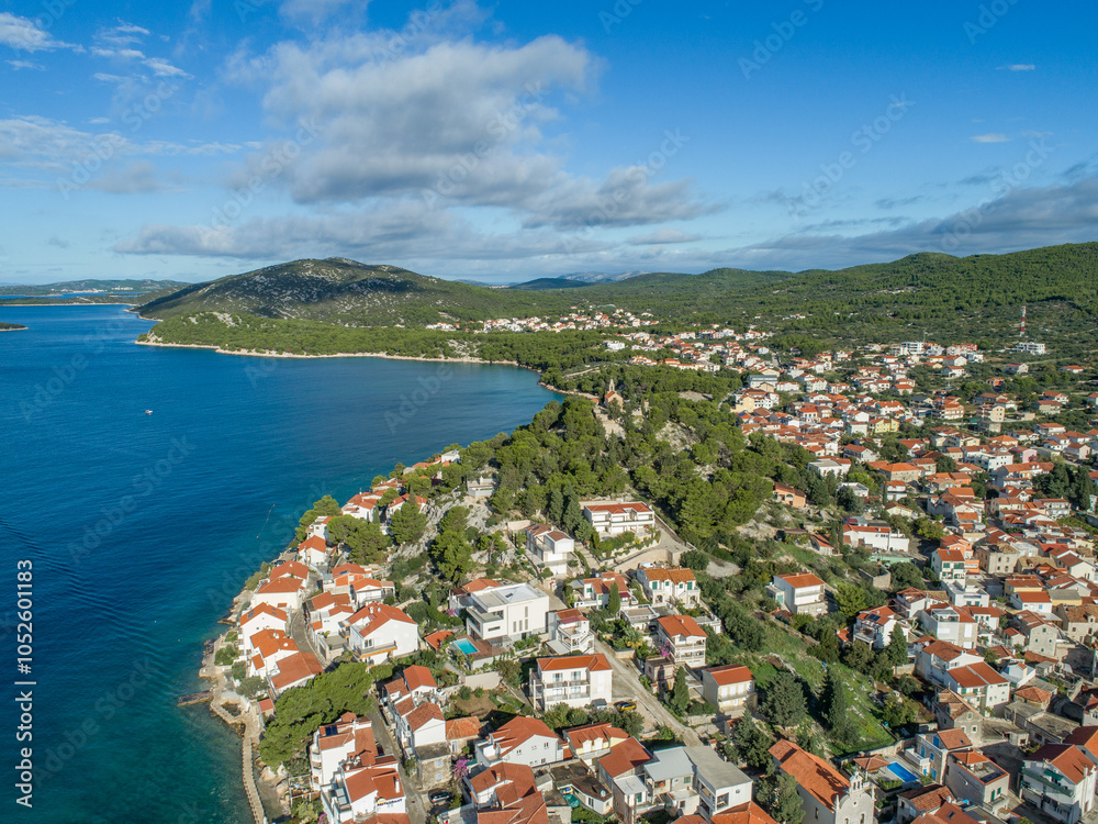 Fototapeta premium Croatia - Tribunj - Dalmatia - Beautiful drone photo of the city of Tribunj