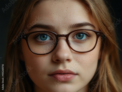 Portrait of a pretty girl with glasses.