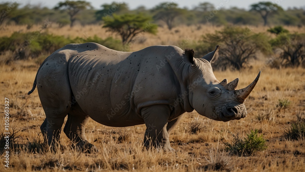 Obraz premium Rhinoceros on safari in Kruger Park, South Africa.