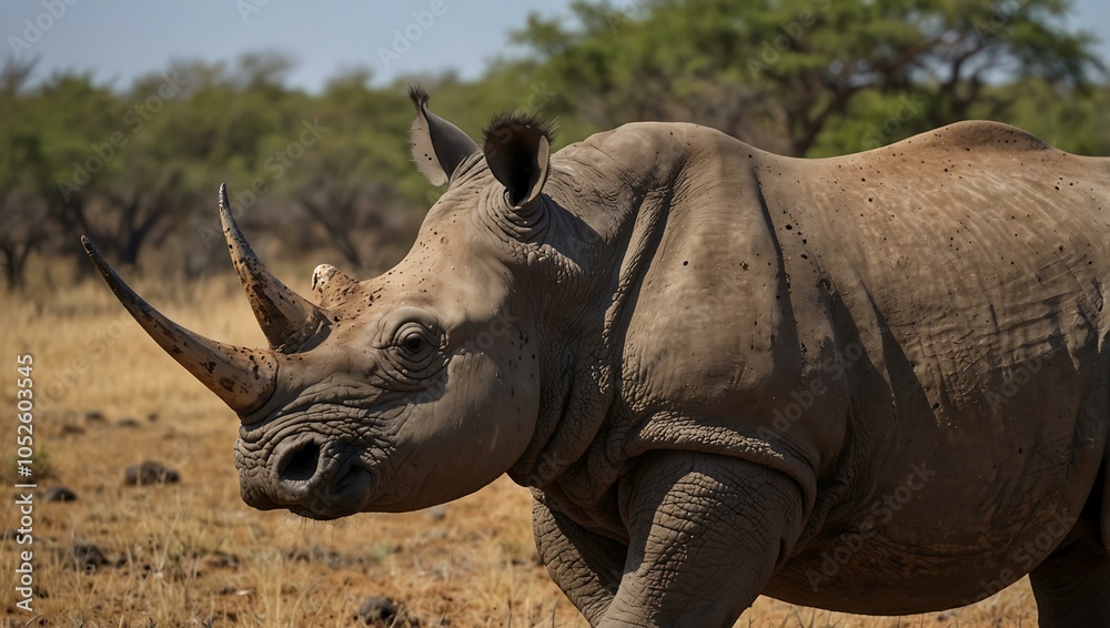 Fototapeta premium Rhinoceros on safari in Kruger Park, South Africa.