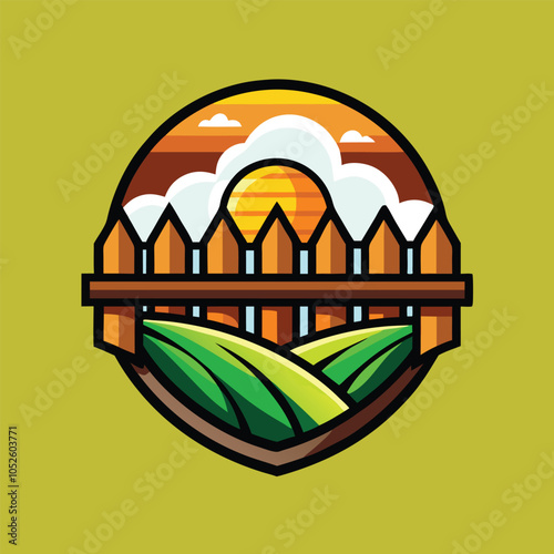 Sunset over rolling hills with a wooden fence.