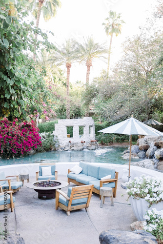 Outdoor Pool Area with Palm Trees