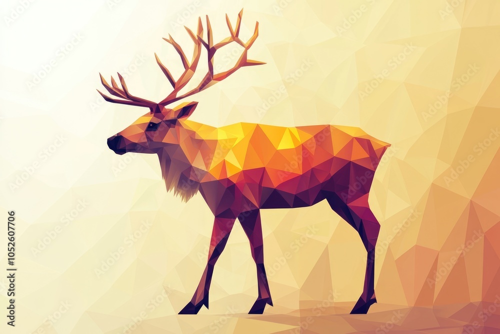 Obraz premium Geometric Portrait of a Reindeer - Minimalistic Low Poly Art
