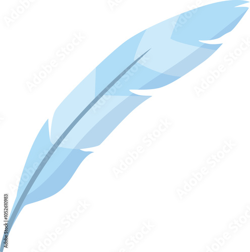 Illustration of a blue feather isolated on a white background