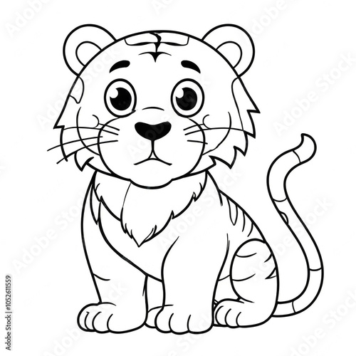 cartoon tiger coloring book pages, black and white designs for kids and toddlers, a resource for preschool teachers 