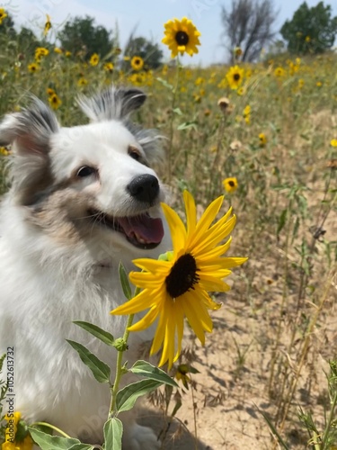 dog with flowers