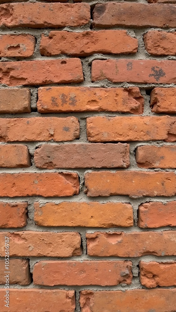 Rustic clay brick wall with warm tones and rough texture Rustic clay brick wall with warm tones and rough texture