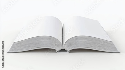 Stand-alone 3D magazine mockup with blank cover on white background Features a closed Horizontal paperback book or catalog with diminishing spine photo