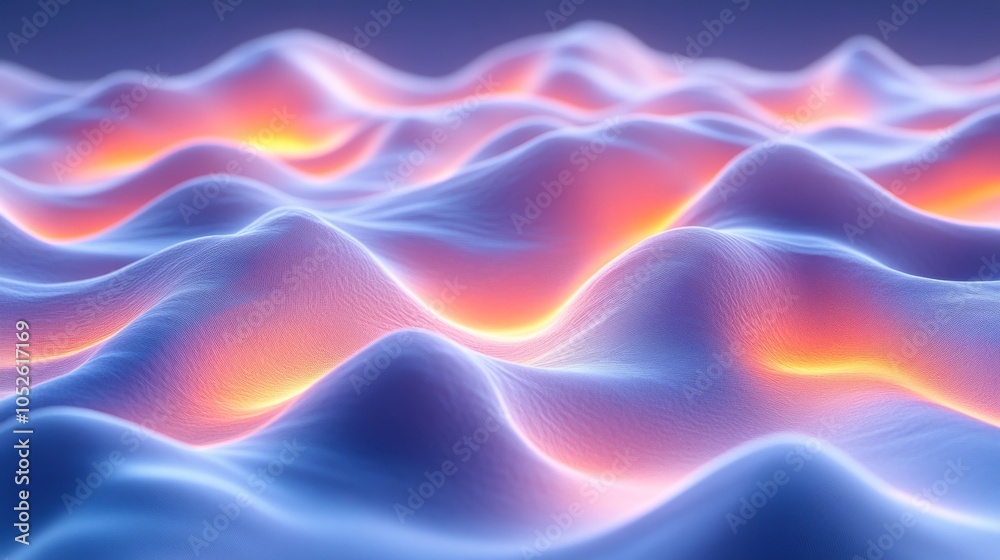 Obraz premium Abstract wavy surface with glowing lines.