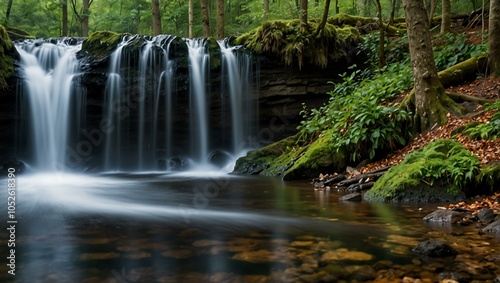 Waterfall hidden in the woods.