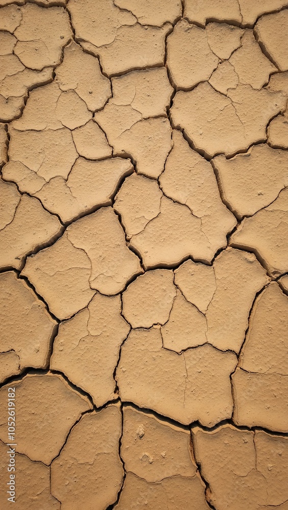 Cracked desert ground with deep fissures and sandy brown color Cracked desert ground with deep fissures and sandy brown color