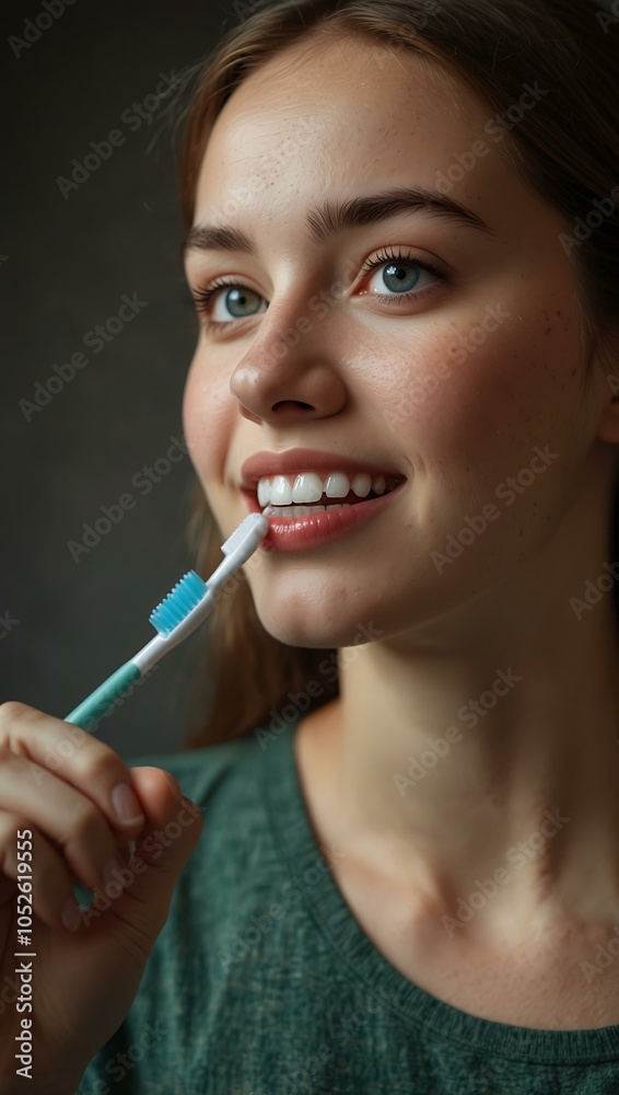 Woman holding a toothbrush, ready to brush her teeth. Woman holding a toothbrush, ready to brush her teeth.